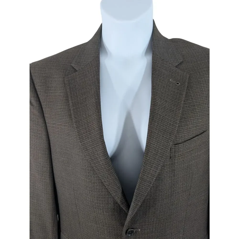 JOSEPH A. BANK! LUXE 100% WOOL, BROWN & BLACK MICROPLAID JACKET, BLAZER! SZ 42R
